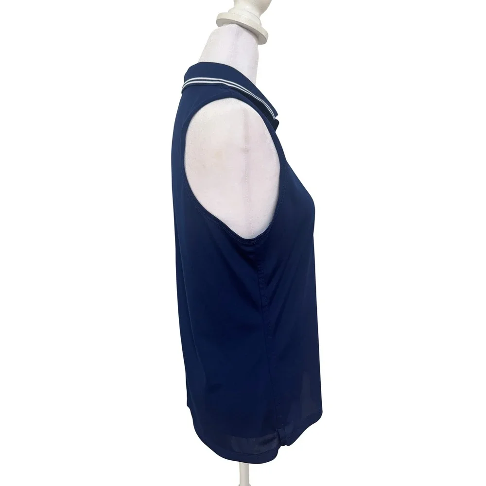 Nike Golf Sleeveless Polo Shirt Women's Athletic Navy Blue White Trim Sz S‎
